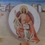 Affresco nel presbiterio della chiesa del Sacro Cuore, autore M. Bertoldi, 1987