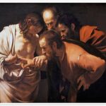 San Tommaso mette il dito nel costato di Cristo. Dipinto di Caravaggio