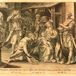 Epifania. La rappresentazione della adorazione dei Magi in una litografia del 1550