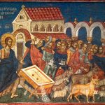 Cacciata dei mercati. Affresco XIV Sec. nella chiesa del monastero di Visoki Decani - Serbia